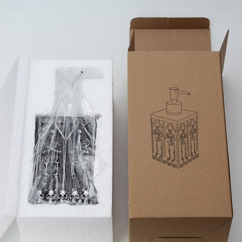 Halloween Skull Soap Dispenser 460ml Square Crypt Style Resin Bottle Gothic Punk Liquid Holder for Bathroom Kitchen Sink Unique Western Decor Refillable Container3