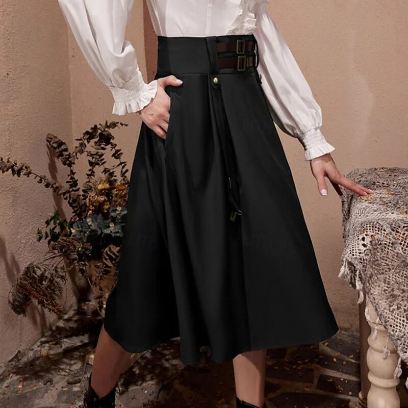 Retro Vintage Medieval Renaissance Long Length Skirt Fancy Dress Women's Halloween Masquerade Theme Party Renaissance Fair Festival Adults' Skirt