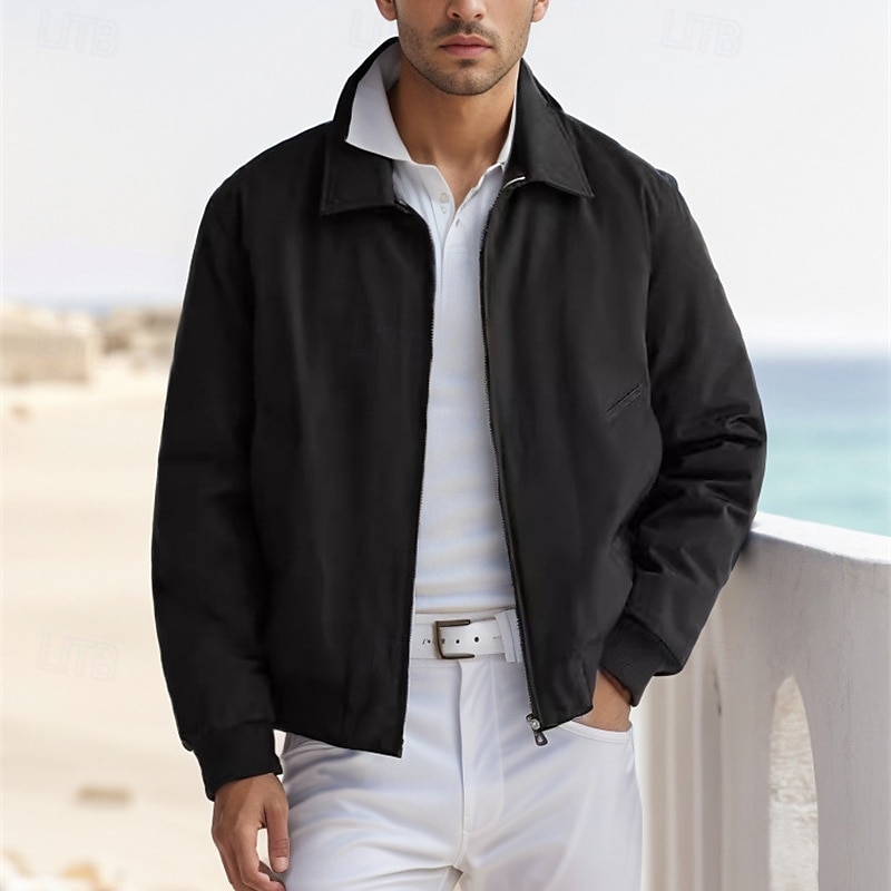 Men's Lightweight Jacket Casual Jacket Vacation Daily Pocket Spring Fall Plain Fashion Classic Lapel Regular Black Navy Blue Beige Jacket4