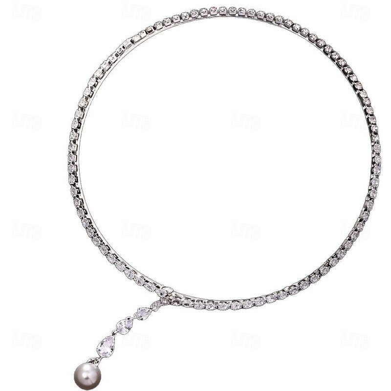 Choker Necklace Pearl Rhinestones Women's Elegant Luxury Tassel Tassel Fringe Wedding Drops Necklace For Wedding Party Birthday3