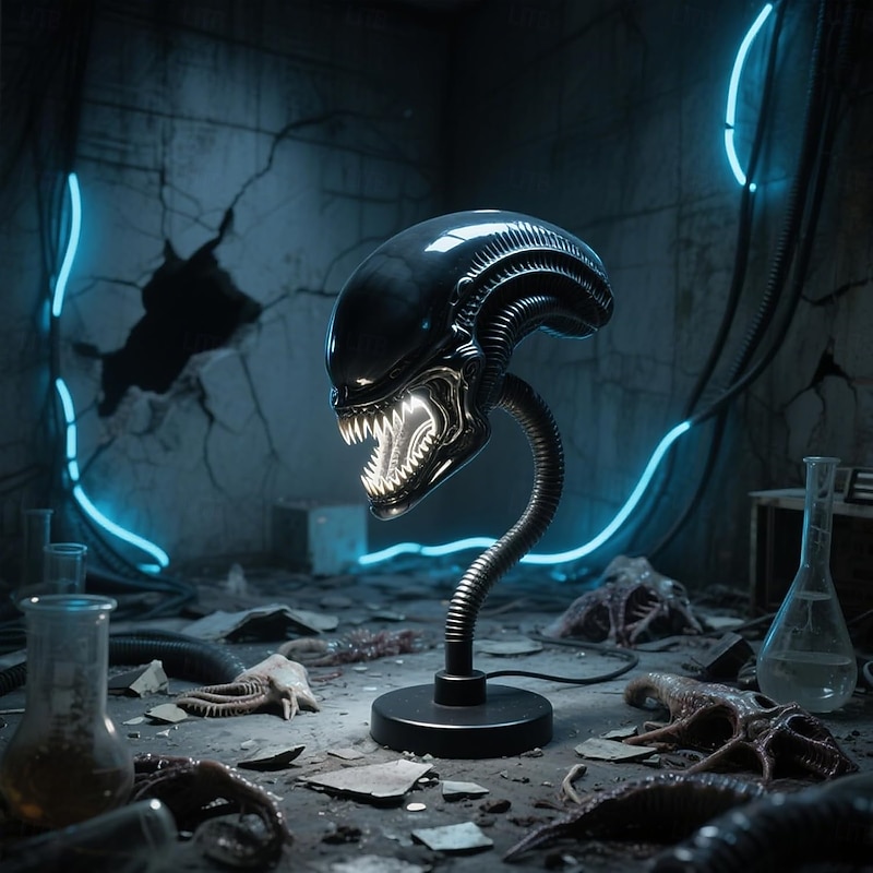 Space Monster Night Light 3D Movie Resin Table Lamp LED Sci-fi Home Decor Handmade Resin Alien Space Monster Lamp Personalized Gift for Halloween Party Supplies2