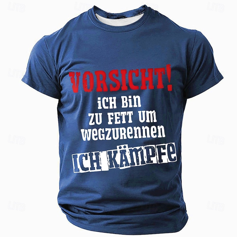 Men's Graphic T-Shirt: Funny 'Caution! I Am Too Fat To Run Away I Fight' Humorous Lifestyle Tee4