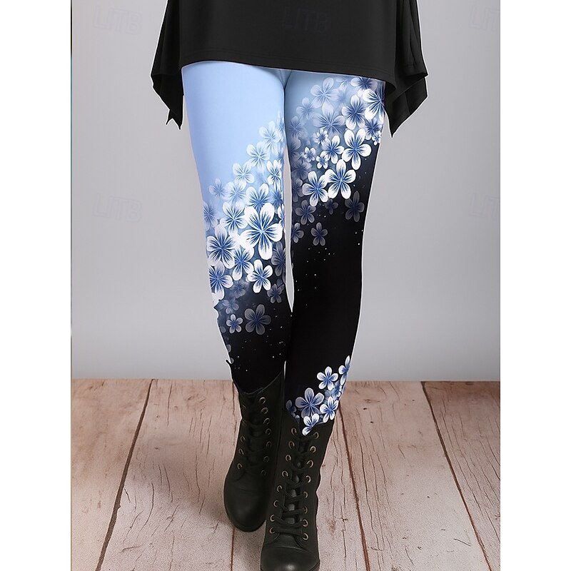 Women's Leggings Vacation Vintage Ethnic Style Ankle-Length High Waist Floral Graphic 3D Print Quick Dry Breathability Soft Stretchy Outdoor Home Causal Light Pink Yellow Pink Blue Fall Regular Fit2