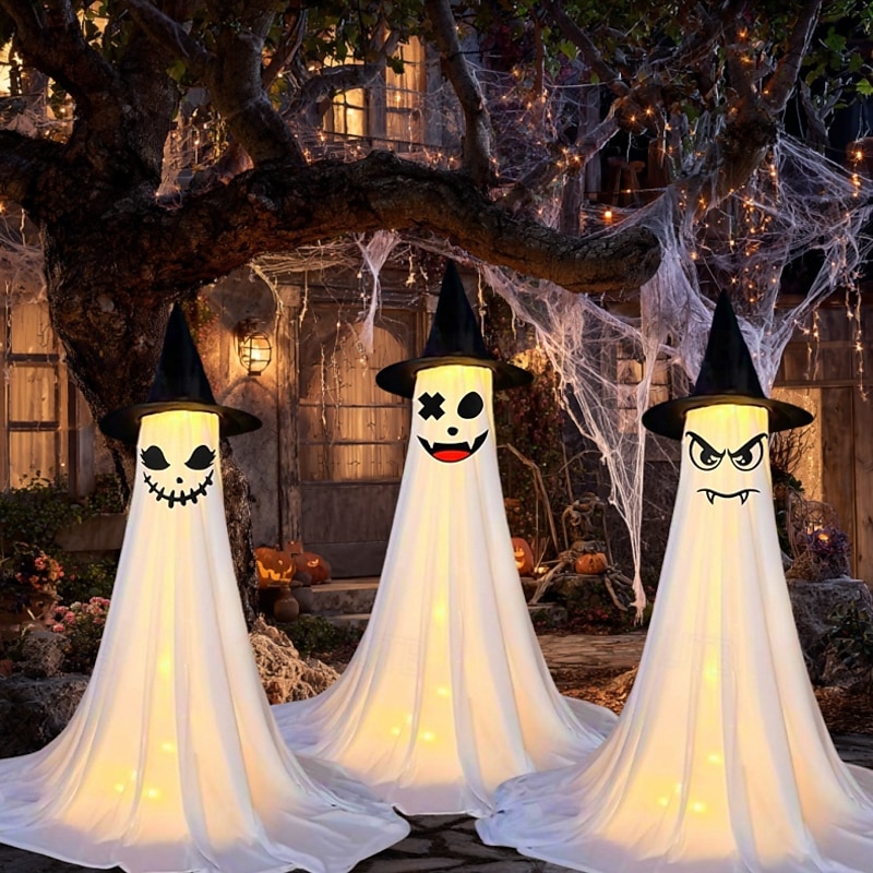 1 Pc luminous hat wearing ghost decoration lamp indoor and outdoor courtyard garden party atmosphere decoration lights 120/145cm