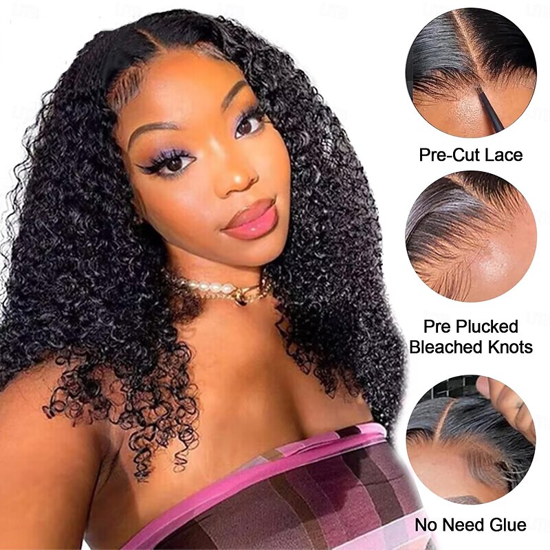 Glueless Wigs Human Hair Pre Plucked Pre Cut 4x4 Hd Lace Closure Wear and Go kinky Curly Lace Front Wigs for Black Women Wet and Wavy Natural Hairline2