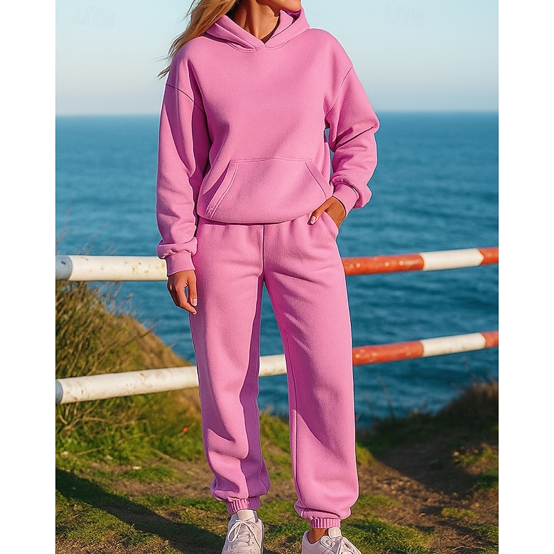 Women's Tracksuit Track Shorts Short Sweatpants Pocket Solid Colored Clothing Suit Fall Black White Gym Training Running Lightweight Long Sleeve Sport Activewear Micro-elastic Loose Fit3