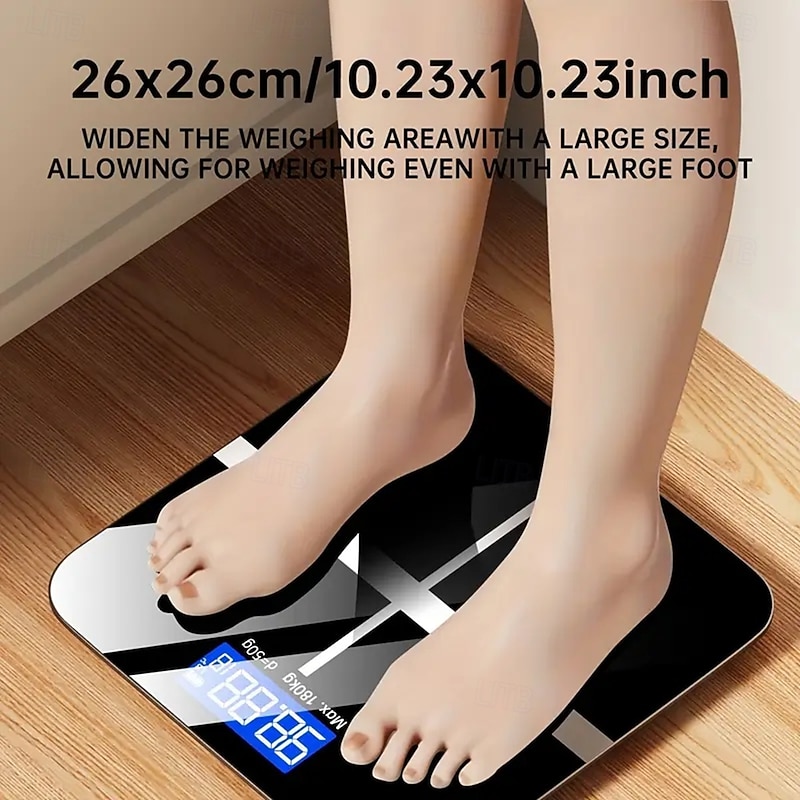 Electronic Scale 396 Pound Digital Bathroom Scale High-precision Scale with LED High-definition Display and Temperature Display (switchable To Kilograms or Pounds) Ultra Wide Platform High-precisi
