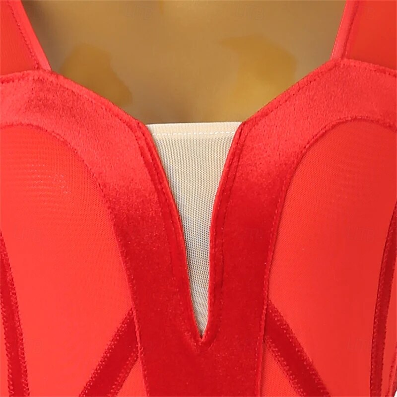 Latin Dance Dress Splicing Women's Performance Training Party Long Sleeve High Nylon4