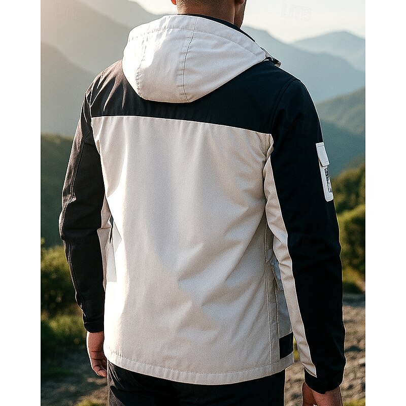 Men's Windbreaker Softshell Jacket Outdoor Waterproof Windproof Hiking Outfits Hiking Clothes Spring Autumn / Fall Top Camping / Hiking / Caving Running Patchwork White2