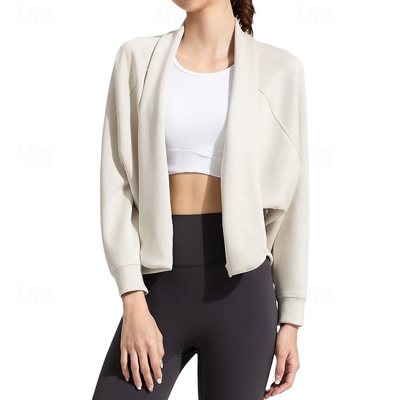 Women's Workout Cardigan Breathable Tencel Long Sleeve Sports Solid Color Top For Pilates Running Yoga Activewear