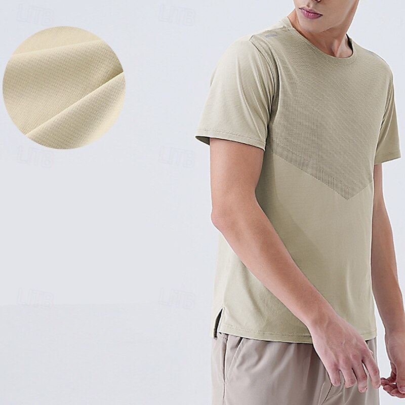 Men's Performance Shirt Sport Tee Shirt Short Sleeve Crew Neck Top Outdoor Quick Dry Sweat wicking anti-odor Breathable Polyester Black White Blue Tennis Golf Running