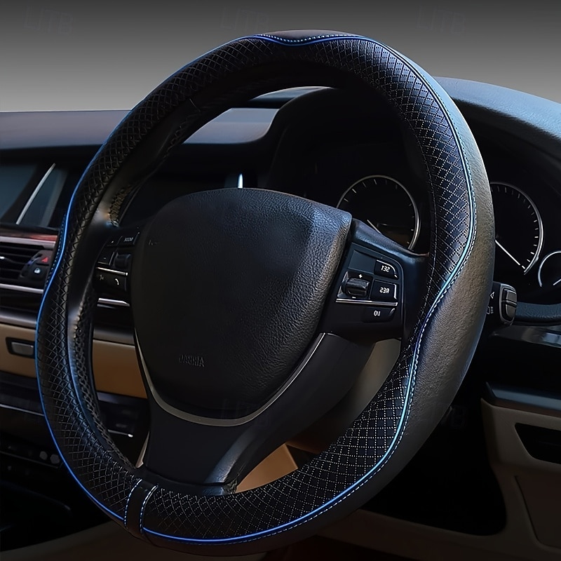 15in Steering Wheel Cover - Non-Slip Grip Soft PU Leather Steering Wheel Case with Anti-Slip design Compatible with Most Cars Trucks SUVs - Durable & Easy-Clean Dashboard Protector for Drivers & pa3