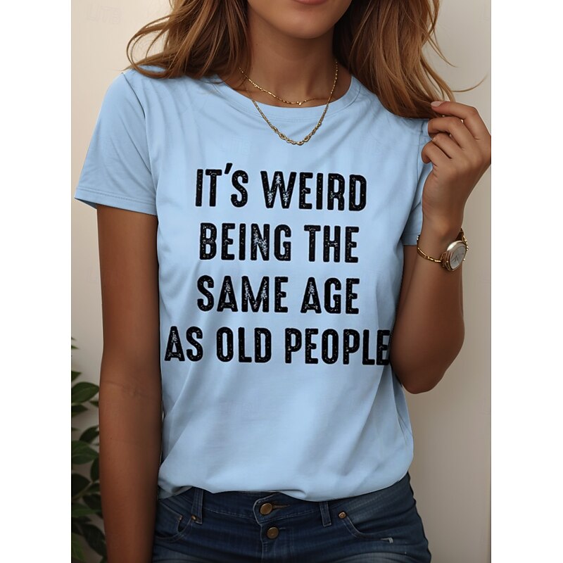 Oktoberfest Women's T Shirt Graphic Letter Vintage Stylish Classic Short Sleeve Crew Neck Regular Tops Daily Weekend Print Black White Pink Blue Purple Summer Spring IT'S WEIRD BEING THE SAME AGE AS3