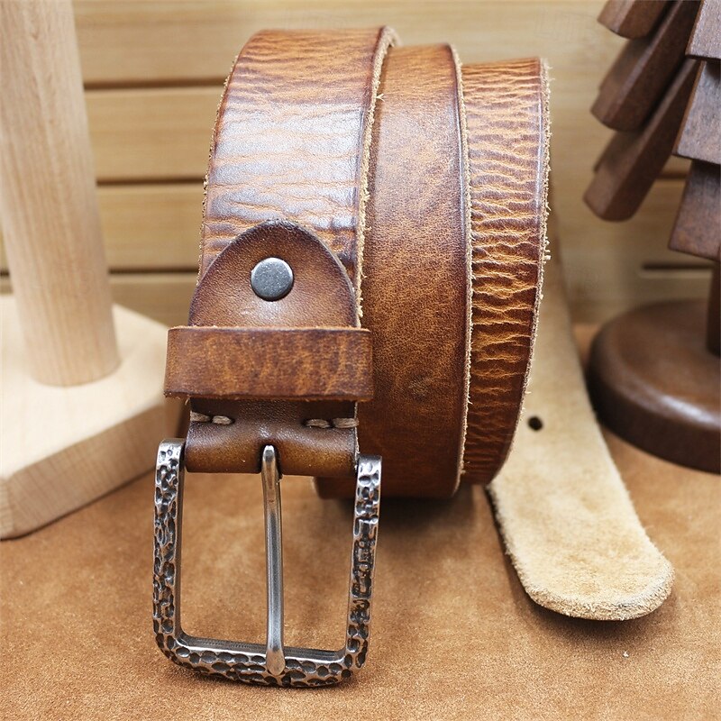 Men's Belt Waist Belt Black Kakhi Dermis Alloy Durable Adjustable Plain Outdoor Daily3