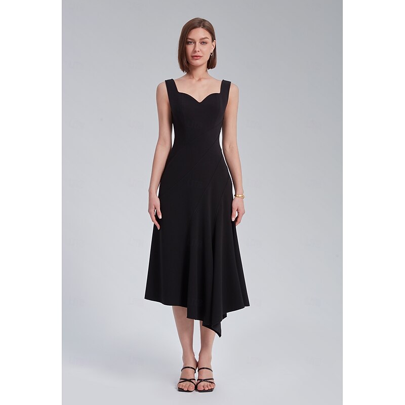 Asymmetric Sweetheart Neckline Dress