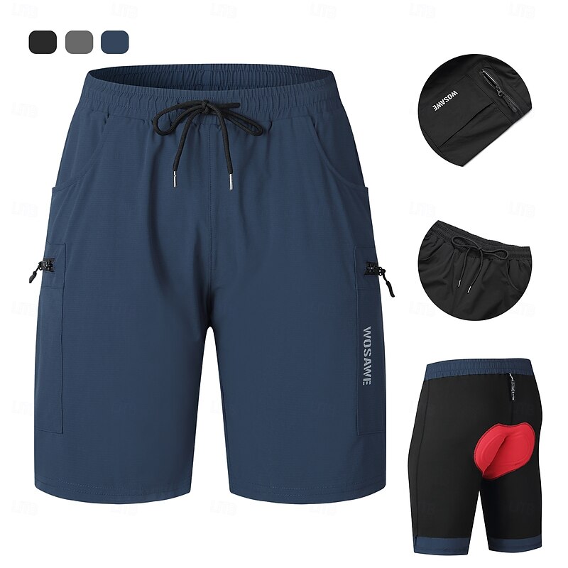 WOSAWE Summer Road Bike Speed Mountain Shorts Multi-Pocket Design Underwear One-piece Cycling Shorts BD1193
