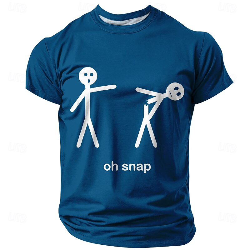 Mens T-Shirt Funny Oh Snap Stick Figure Graphic Short Sleeve Pun Humor2