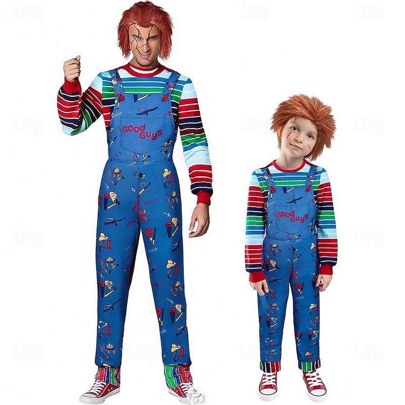 Chucky Chucky Scary Doll Outfits Jumpsuit Halloween Group Couples Costumes Horror Cosplay Costume Movie Cosplay for Men's Boys' Kid's Adults' Halloween Carnival Performance Party
