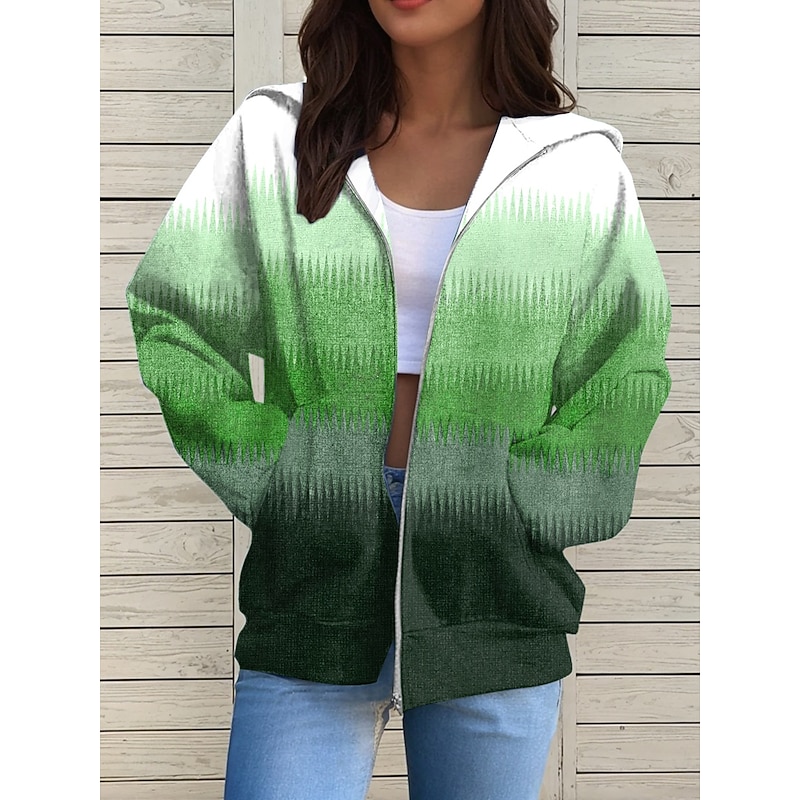 Women's Hooded Sweatshirt Jacket Long Sleeve Zip Up Hoodie With Pocket Lightweight Casual Micro-elastic Geometric Active Front Pocket Red Blue Purple Brown Green Spring Fall3