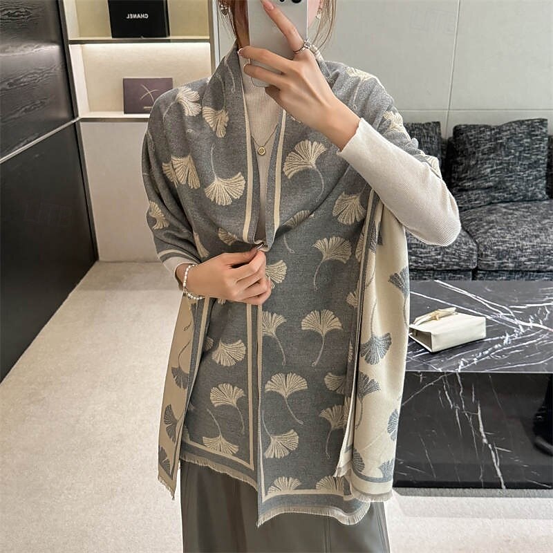 Women's Rectangle Scarf Women's Shawls & Wraps Street Daily Date Grey Black Red Scarf Print2