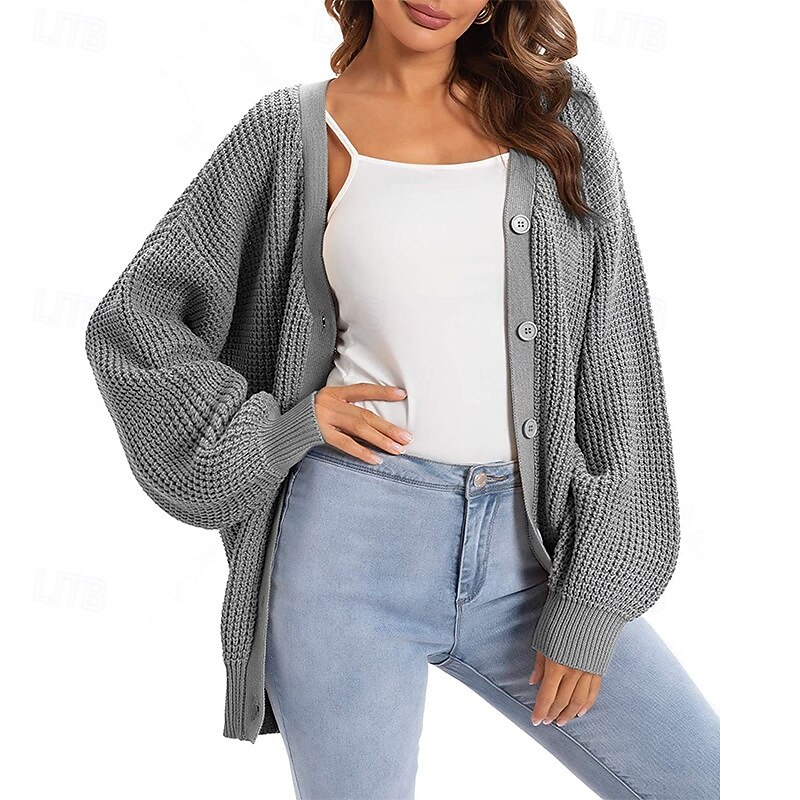 Women's Sweater Cardigan Fashion Streetwear Daily Solid Color Ribbed Open Front Knitted Long Sleeve Long Tops Knit Holiday Going out Weekend Black White Fall Winter4