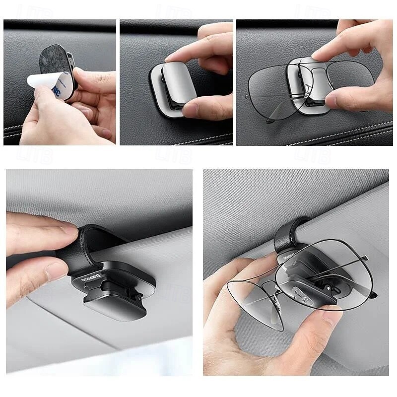 Car Sunglasses Card Clip Holder Organizer Adhesive Mount for Visor Dashboard Credit Cards Eyeglasses Cable Clamp Auto Interior Accessories Storage Solution4