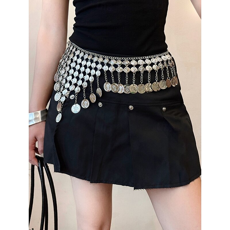 Women's Belt Metal Alloy Silver Waist Belt Masquerade Holiday Pure Color4