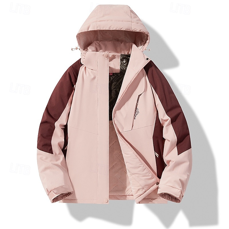 Women's Softshell Jacket Hiking Jacket Thermal Jacket Outdoor Waterproof Windproof Hiking Outfits Hiking Clothes Winter Autumn / Fall Top Camping / Hiking / Caving Running Patchwork White Pink Army3