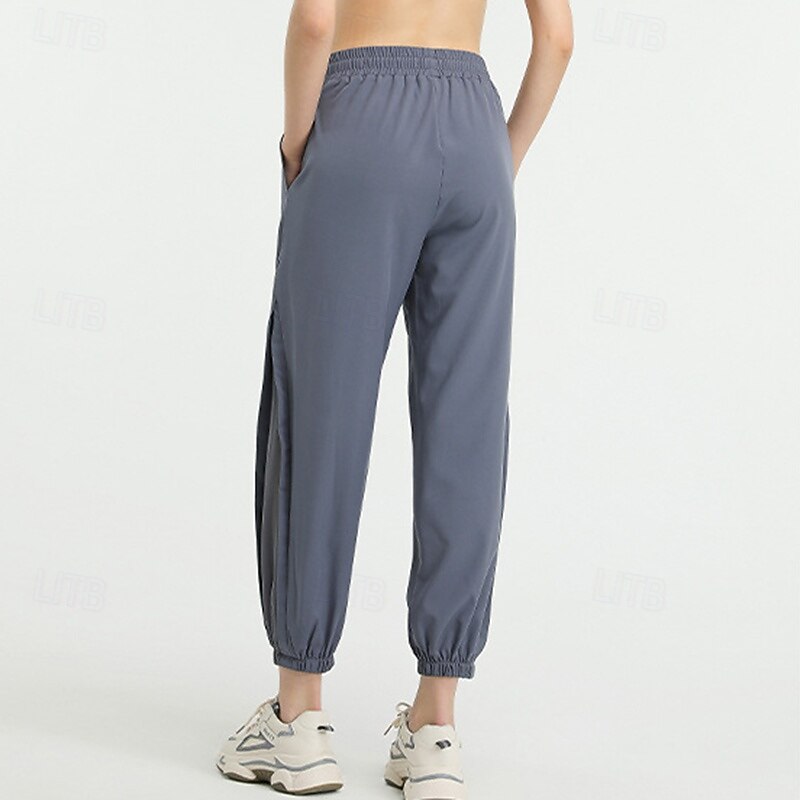 Women's sport pants Outdoor Cargo Pants with Pockets High Waist Gym Volleyball Workout Bottoms Solid Color Black Pink Grey Sports Activewear Loose Fit3