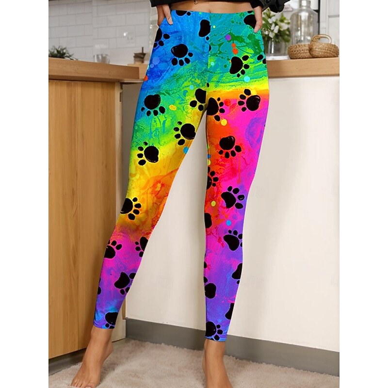 Women's Leggings Vintage Fashion Casual Ankle-Length High Waist Graphic Animal Gradient Printing Soft Breathable Stretchy Vacation Casual Daily Violet Robin's Egg Blue Black Spring Slim Fit