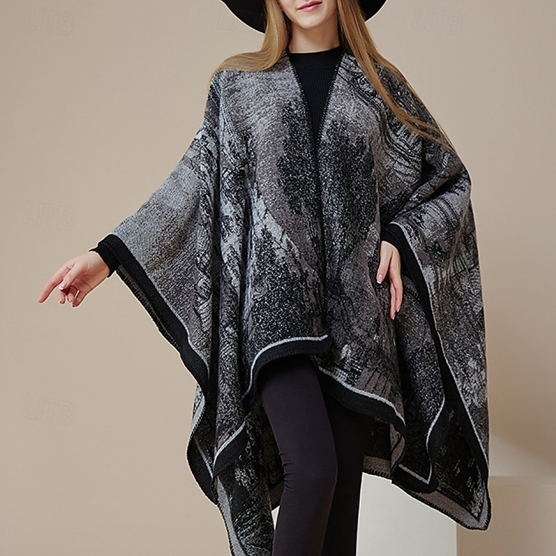 Women's Women's Shawls & Wraps Street Daily Date Black Orange Light Gray Scarf Print2