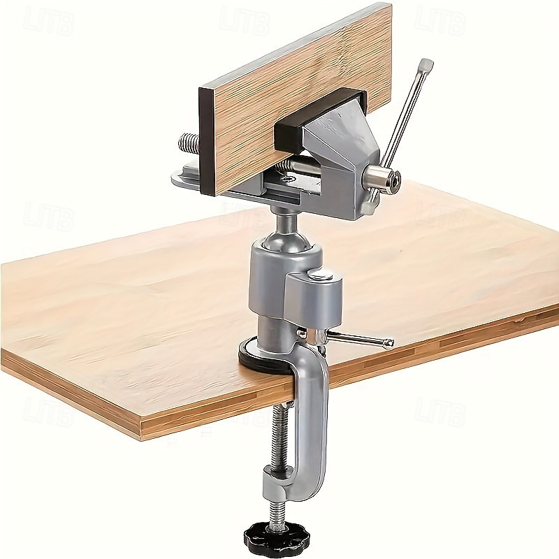 360 Rotating Aluminum Alloy Bench Vise - Versatile Mini Table Clamp for Drilling Woodworking Jewelry Making & More! No Assembly Required Clip-On Design