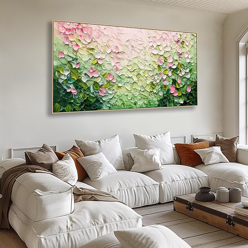 Mintura Handmade extured Abstract Floral Oil Paintings On Canvas Wall Art Decoration Modern Abstract Flower Landscape Picture For Home Decor Rolled Frameless Unstretched Painting2