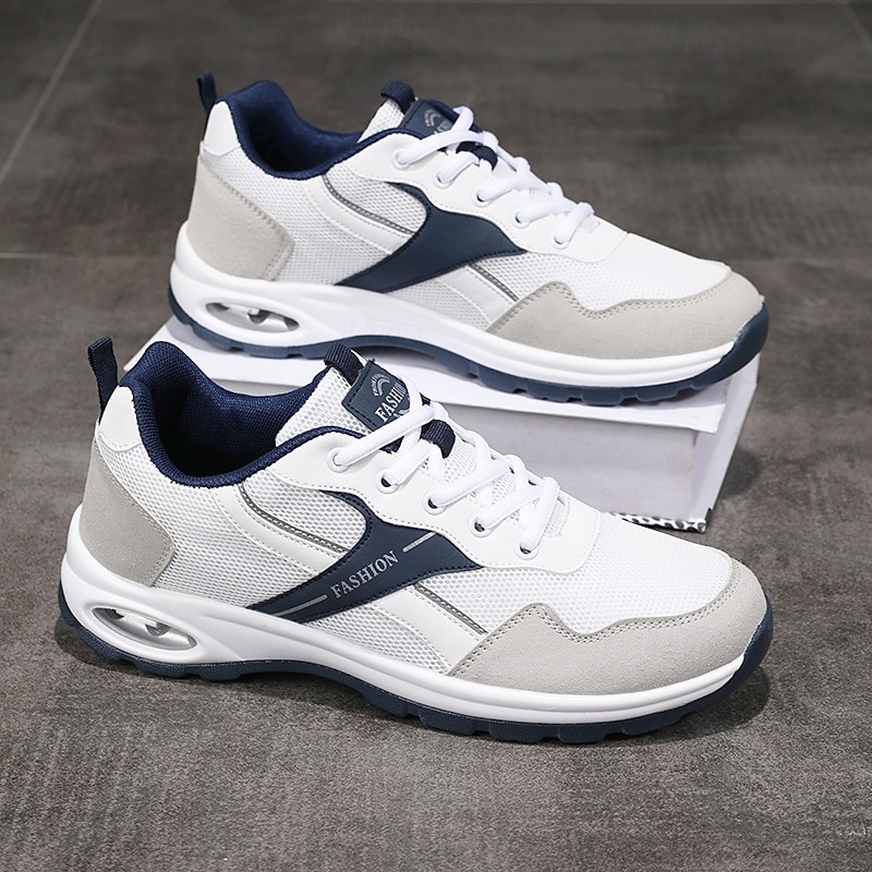 White and Grey Fashion Sneakers for Men – Comfortable Casual Shoes with Bold Branding, Ideal for Outdoor, Travel and Leisurewear3