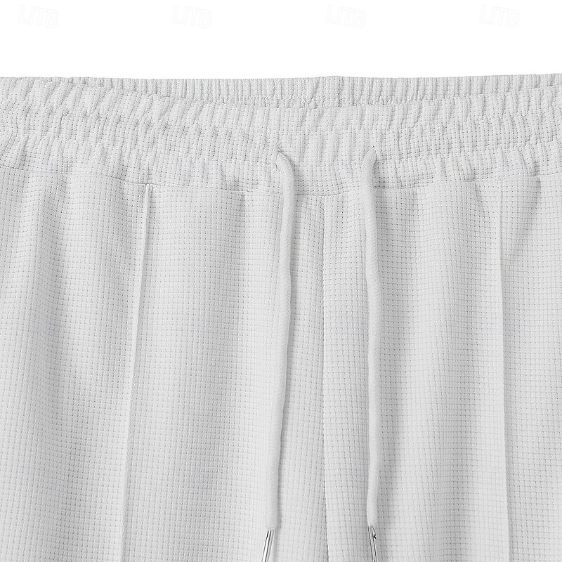 Men's Sweatpants Joggers Trousers Casual Pants Waffle Pants Elastic Waist Drawstring Plain Comfort Full Length Outdoor Casual Daily Vacation Fashion Black White Stretchy2