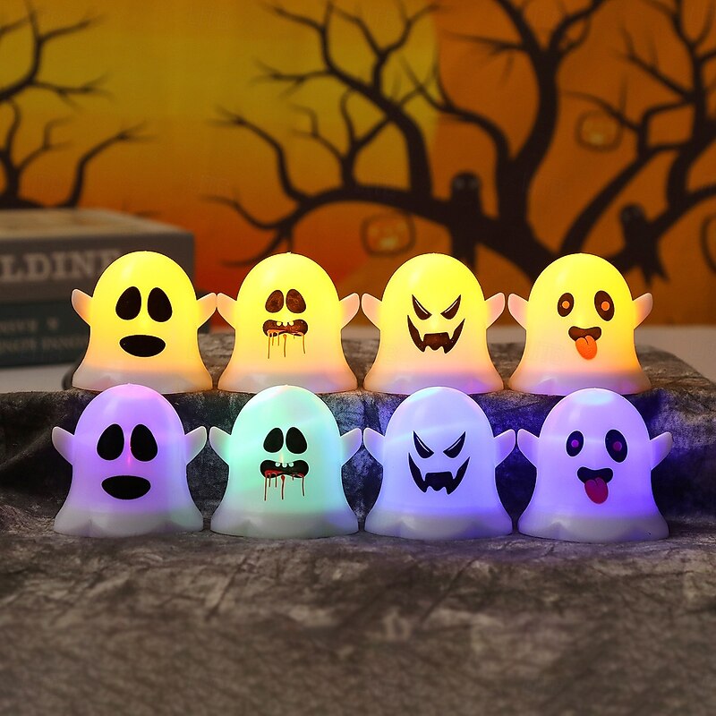 1 Pc Halloween Cute Expressions Ghost Light LED Candle Light Venue Decoration Props Pumpkin Nightlight Decoration Ornament3