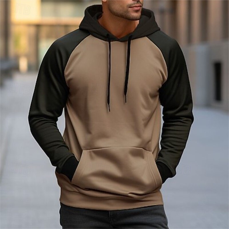 Men's Hoodie Yellow Red Khaki Gray Hooded Color Block Color Block Front Pocket Sports & Outdoor Casual Daily Streetwear Cool Sportswear All Seasons Clothing Apparel Hoodies Sweatshirts3