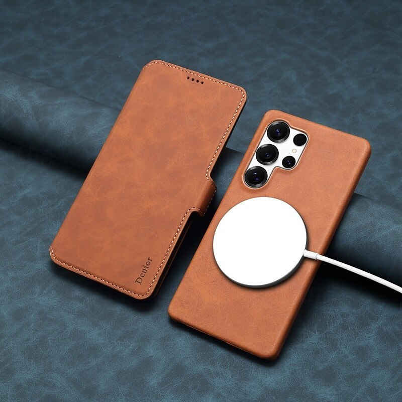 Phone Case For Samsung Galaxy S25 Ultra Plus Back Cover Support Wireless Charging Kickstand Card Slot Retro TPU PU Leather2