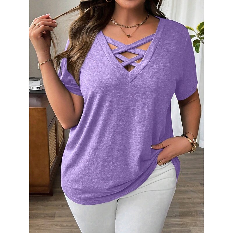 Women's Blouse Plain Stylish Modern Short Sleeve Shirt Collar Regular Tops Daily Holiday Cut Out Black Blue Purple Fuchsia Green Summer4