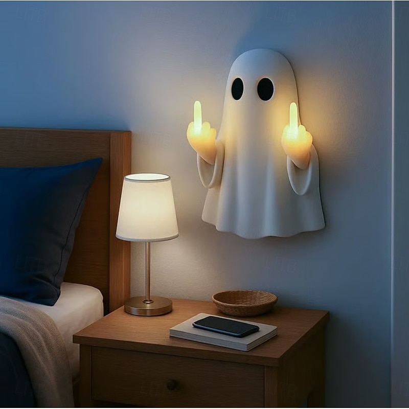 1 Pc Halloween Ghost Middle Finger Luminous Night Light porch bedroom balcony atmosphere decoration pendant light4
