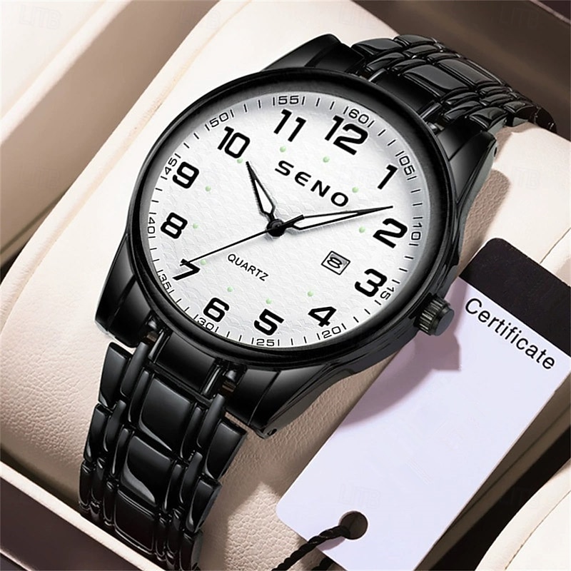 Women Men Quartz Watch Luxury Large Dial Fashion Business Luminous Calendar Waterproof Stainless Steel Strap Watch2