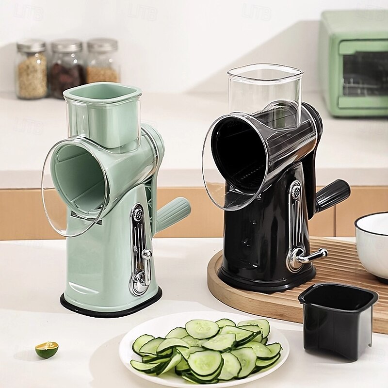 5 in 1 Rotary Cheese Grater with Handle, Rotary Grater, Vegetable Slicer, Carrot Grater, Nut Grinder and Chocolate Shaver