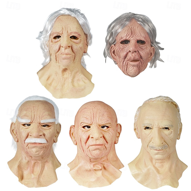 Old Man Old Women Halloween Mask Realistic Mask Horror Scary Full Face Adults' Men's Women's Unisex Halloween Carnival Performance Party Easy Halloween Costumes Dress Up2