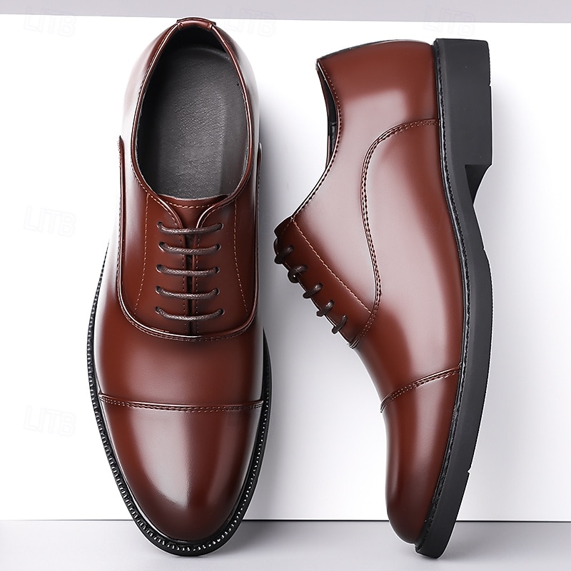 Men's Brown Oxford Dress Shoes – Classic Cap-Toe Design for Business, Office & Formal Events2