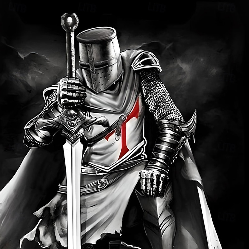 Halloween Men's Knights Templar Gothic Horror Henley Shirt T shirt Tee Short Sleeve T shirt 3D Print Crew Neck Lace Up Neck Henley Shirt Casual Street Sports Outdoor Casual Black Blue Green Summer2