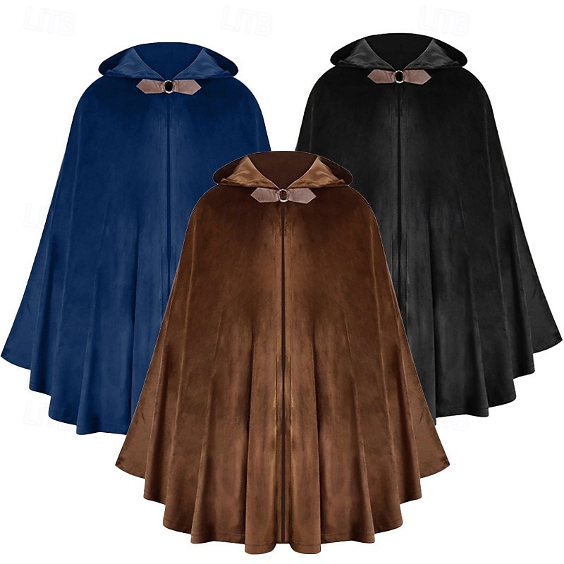 Punk & Gothic Medieval Renaissance Hoodies Robe Normal Capped Fashion Collarless Fancy Dress Halloween Festival Adults Adults' Cloak All Seasons