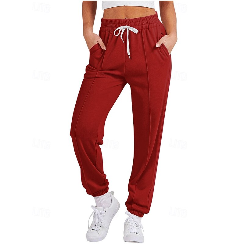 Women's Sweatpants Wide Leg Pants Jogging Pants Pocket Drawstring Thickening High Waist Bottoms Athleisure Gym Workout Fall Windproof Breathable Gym Workout Outdoor Running Regular Fit Sportswear4