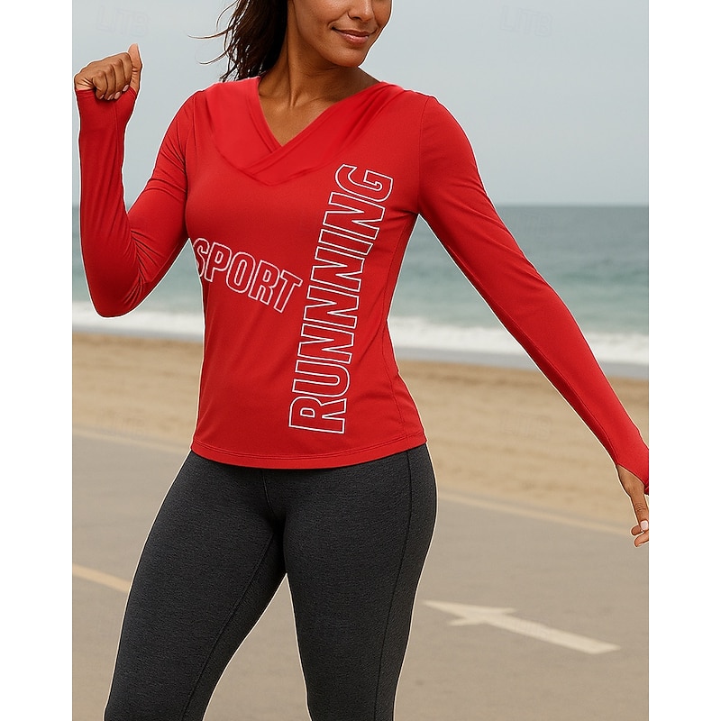 Women's Running Top Sports Sweatshirt Long Sleeve Top Athleisure Solid Colored Sun Protection Breathable Outdoor Running Yoga Sportswear Activewear White Red Blue