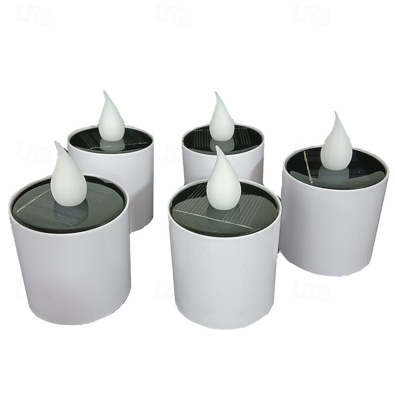6 Pcs Outdoor Solar Waterproof Candle Light Courtyard Garden Indoor and Outdoor Halloween Christmas Wedding Party Festive Atmosphere Decorative Light2