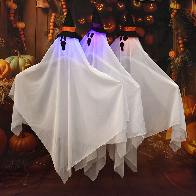 3 Pack Halloween Hanging Ghost Decorations, Grim Reapers for Halloween Outdoor Decorations, Flying Spirit Ghosts for Haunted House Props, Spooky Party Decor